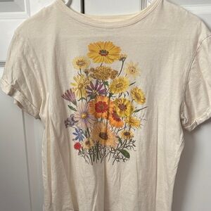 Fifth sun Floral Print Cream T-Shirt
